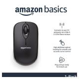 Amazon Basics 2.4 Ghz Wireless Optical Computer Mouse with USB Nano Receiver, Black