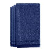 Creative Scents Cotton Fingertip Towels Set Blue - 4 Pack - 11 x 18 Inches Decorative Small Extra-Absorbent and Soft Terry Towel for Bathroom - Powder Room, Guest and Housewarming Gift (Navy Blue)