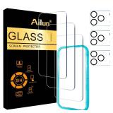 Ailun 3 Pack Screen Protector for iPhone 17 Pro [6.3 inch] + 3 Pack Camera Lens Protector with Installation Frame,Sensor Protection,Dynamic Island Compatible,Case Friendly Tempered Glass Film