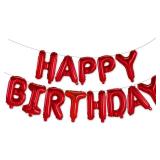 Happy Birthday Balloons Banner Red 16 Inch Mylar Foil Letters | Inflatable Party Decor and Event Decorations for Kids and Adults | Reusable, Ecofriendly Fun