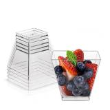 Jizvxe 50 Pack 3.5 Oz Square Dessert Cups,Plastic Clear Dessert Cups,Disposable Tasting Cups Great for Desserts,Appetizers,Mousse