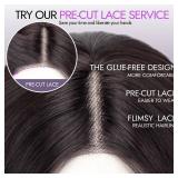 Starmo Drak Brown Short Wavy Bob Glueless Synthetic Lace Front Wig for Women Pre Cut for Beginners Natural Hairline 14 Inch