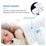 Wireless Keyboard and Mouse Ultra Slim Combo, TopMate 2.4G Silent Compact USB 2400DPI Mouse and Scissor Switch Keyboard Set with Cover, Batteries Included, for PC/Laptop/Windows/Mac - White