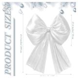 Daifunli 32 x 41 Inches Christmas Extra Large Satin Bows Giant Christmas Tree Topper Bow Decorations for Home Xmas Tree Toppers Wreath Wall Birthday Wedding Engagement Party Decor(White)