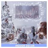 POTIVE 2 Pack White Battery Powered Christmas Lights, Each 33ft 100 LED Battery Operated String Lights Outdoor Waterproof with Remote, 8 Modes Twinkle Fairy Lights for Outside