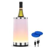 Elrigs Wine Chiller with Rechargeable RGB Touch Lamp| Wine Bottle Cooler Bucket| Double Walled Insulator with 2 Ice Pack for 750ml Champagne| Perfect Wine Gifts| Wine Accessories for Party/Dinner
