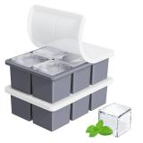 Large Ice Cube Tray for Whiskey: FDDBI Silicone Ice Cube Trays with Lid - 2Pack Big Square Old Fashioned Ice Cube Maker for Cocktail - 2inch Huge Cubed Ice Trays for Whisky
