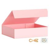PSHVYM Gift Boxes with Lids, 11.5x7.8x3 In Pink Gift Box for Presents Magnetic Closure for T-Shirts, Gloves, Scarves, Books, Baby Clothes, Robes Clothing Gift Wrap, Contains Card, Ribbon