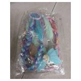 PinkSheep Unicorn Mermaid Glitter Hair Bows Headband With Braided Wig - Rainbow Hair Extension Clips for Little Girls, 4PCS