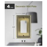 TREEWELL 4-Pack Decorator Outlet Cover Plate, Decorative Switch Plates and Outlet Covers, Antique Brass Metal Wall Plates for Electrical Outlets, Receptacle, GFCI Outlet, Dimmer Switch