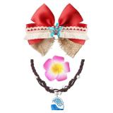 OFIHIDO Princess Costume Accessories Women Girls,Red Hair Bow Necklace Flower Clips,Dress Up Accessories for Adults Kids