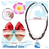 OFIHIDO Princess Costume Accessories Women Girls,Red Hair Bow Necklace Flower Clips,Dress Up Accessories for Adults Kids