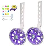 DDJKCZ Training Wheels Flash Mute Wheel Bicycle Compatible for Bikes of 12 14 16 18 20 Inch (Light Purple)