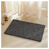 TYUU Black and White Bathroom Rugs, Waffle Bath Mat Non Slip Washable Super Absorbent Quick Dry Boho Farmhouse Bathroom Decor, 30"x20" Black and White