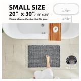 TYUU Black and White Bathroom Rugs, Waffle Bath Mat Non Slip Washable Super Absorbent Quick Dry Boho Farmhouse Bathroom Decor, 30"x20" Black and White