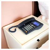 Corded Caller ID Telephone, TelPal Landline Home Phones with Blue Backlight & Speaker, Hands Free Analog Hotel Office Telephone Set, Desktop Speed Memory Dial Telephones for Seniors (Black)