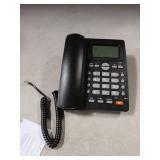 Corded Caller ID Telephone, TelPal Landline Home Phones with Blue Backlight & Speaker, Hands Free Analog Hotel Office Telephone Set, Desktop Speed Memory Dial Telephones for Seniors (Black)
