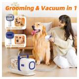 buenkee Dog Grooming Kit with Vacuum, 15000Pa Pet Hair Clipper and Shedding Brush, 50dB Low Noise, 2L Capacity, White