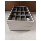 JACKCUBE DESIGN Stackable Synthetic Leather Jewelry Trays Organizer Jewelry Storage Display Earring Necklace Bracelet Ring Organizer for Drawer (Set of 4, White)- MK212-2ABCD