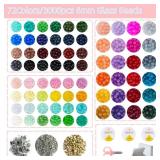 REVKI 72 Colors 6mm Glass Beads for Jewelry Making,3000PCS+ Round Crystal Glass Beads Bracelet Making Kit with Accessories, Bead Starter Kit Crafts Gifts Set Suitable for Teen Adults