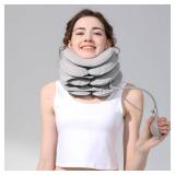 Neck Stretcher with Neck Brace,Inflatable Cervical Traction Neck Device,Neck Relief Tool,Adjustable Cervical Brace,Home Use Neck Decompression Technology Breathable Fabric Washable&Colorfast(Gray)