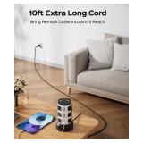 10ft Power Strip Tower JACKYLED Surge Protector Electric Charging Station with 13A 12 Outlets 6 USB Ports Heavy Duty Extension Cord for Home Office Computer Nightstand Laptop Phone White Black