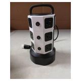 10ft Power Strip Tower JACKYLED Surge Protector Electric Charging Station with 13A 12 Outlets 6 USB Ports Heavy Duty Extension Cord for Home Office Computer Nightstand Laptop Phone White Black