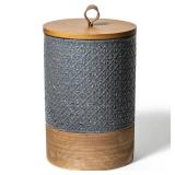 Miamolo Large Food Storage Jar Coffee Container with Lids, Ceramic Coffee Canister for Sugar Spice Cookie Ground Coffee - Kitchen Pantry, Housewarming Weeding Gift - Gray & 64 fl.oz