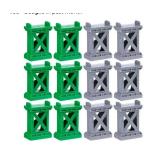 12 Pcs Train Bridge Pier Track Railway Accessories Multi Level Support Risers High Level Blocks Compatible All Major Brands, Grey+Green