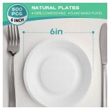 Zopeal 500 Pack Small White Paper Plates 6 Inch Disposable Dessert Round Heavy Duty Sugarcane Pulp Pie Plates for Cake Appetizer Holiday Wedding Birthday Baby Shower Party Supplies