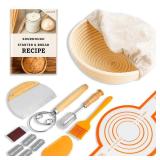 [Set of 9]Sourdough Starter Kit, Handmade Eco-friendly Banneton Bread Proofing Basket, Sourdough Basket, Sourdough Bread Baking Supplies, Bread Making Accessories, Gifts for bread bakers