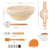 [Set of 9]Sourdough Starter Kit, Handmade Eco-friendly Banneton Bread Proofing Basket, Sourdough Basket, Sourdough Bread Baking Supplies, Bread Making Accessories, Gifts for bread bakers