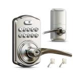 Veise Keypad Door Lock with Handle, Keyless Entry for Front Door & Bedroom, Electronic Lock with Code, Auto-Locking, Easy Installation, Passage Mode, Satin Nickel