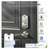 Veise VE017 Fingerprint Smart Door Lock, App Control, 7-in-1 Keyless Entry, Auto Lock, Emergency Power Port, Electronic Touchscreen Keypad, Biometric Smart Locks for Front Door, Satin Nickel