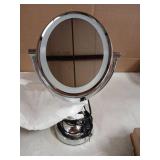 Conair Lighted Makeup Mirror, LED Vanity Mirror, 1X/7X Magnifying Mirror, Double Sided, Corded in Polished Chrome