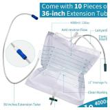 VWJ 10 Packs Urinary Drainage Bags, 4000mL Urinary Bags with 10PCS 36-inch Extension Tubes, Large Volume Anti-Reflux Drain Bags, Overnight Collector Urine Bags for Health Aids