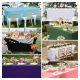Obstal 6 Pack Stretch Spandex Table Covers for 6 Foot Tables - 6 FT Universal Rectangular Fitted Tablecloth Protector for Wedding, Banquet, Party (Champagne, 72 Length x 30 Width x 30 Height Inches)