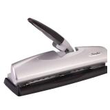 Swingline 3 Hole Punch, 20 Sheet Capacity Three Hole Puncher 3 Ring, Adjustable 2-7 Hole Paper Punch, LightTouch Low Effort, Black & Silver (74030)