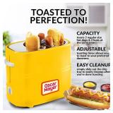 Oscar Mayer 2 Slot Hot Dog and Bun Toaster with Mini Tongs, Hot Dog Toaster Works with Chicken, Turkey, Veggie Links, Sausages and Brats, Yellow