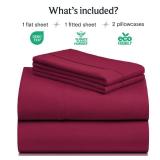 LuxClub 4 PC Full Sheet Set, Deep Pockets Wrinkle Free Cooling Bed Sheets Hotel Bedding for Women, Men, Includes 1 Fitted Sheet, 1 Flat Sheet and 2 Pillowcases-Burgundy