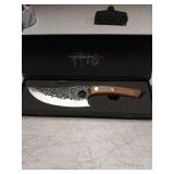 Premium Hammered Steel Kitchen Knife with Wooden Handle