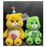 NEW! Care Bears Plush - Birthday Bear (approximately 12 inches seated) and Good Luck Bear (approximately 10 inches seated)