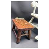 Great Detail! White Wooden Doll Rocking Chair (approximately 12 inches tall) Gold Wire Doll Eyeglasses ( approximately 3 inches wide) and Doll Sized Footstool