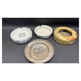 Collection of Decorative Ashtrays - Mixed Materials- Stone, Metal and Ceramic