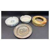 Collection of Decorative Ashtrays - Mixed Materials- Stone, Metal and Ceramic