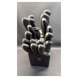 J A Henckels and Chicago Cutlery Knives in Knife Block with Honing Steel