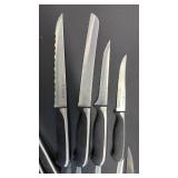 J A Henckels and Chicago Cutlery Knives in Knife Block with Honing Steel
