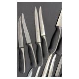 J A Henckels and Chicago Cutlery Knives in Knife Block with Honing Steel