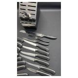 J A Henckels and Chicago Cutlery Knives in Knife Block with Honing Steel