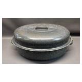 Speckled Enamel Roasting Pan with Lid 16 Inch  Handle to Handle